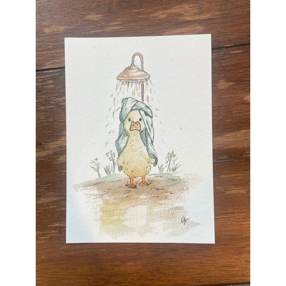 Watercolor Art Bathroom Decor Duck Rustic Art